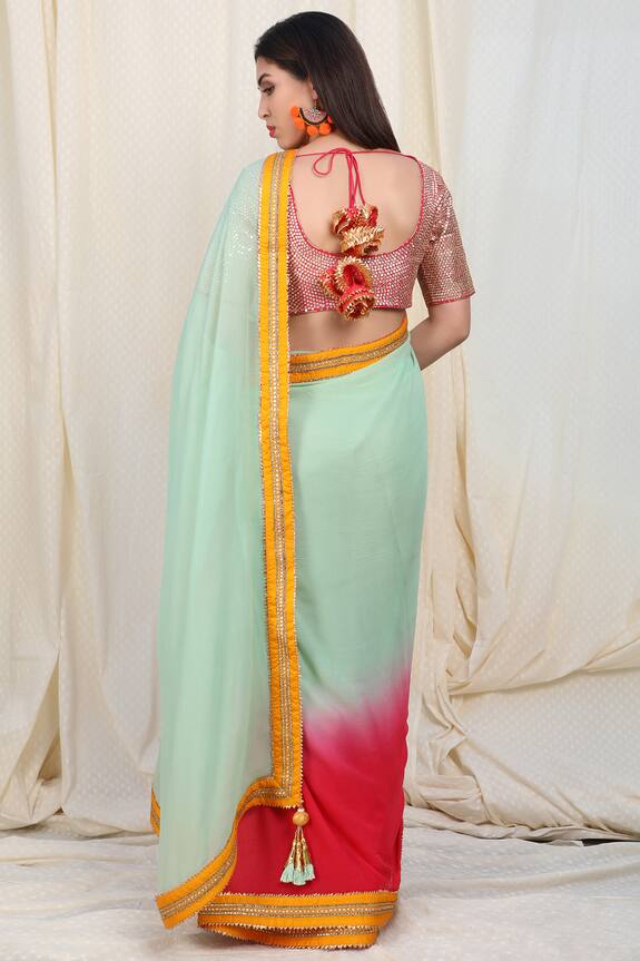 Nikasha Multi Color Chiffon Embellished Saree With Blouse 2