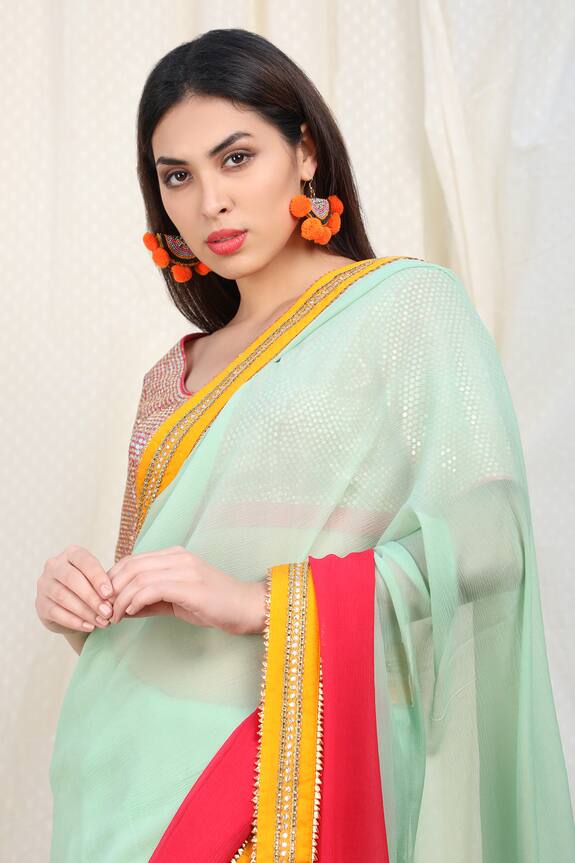 Nikasha Multi Color Chiffon Embellished Saree With Blouse 5