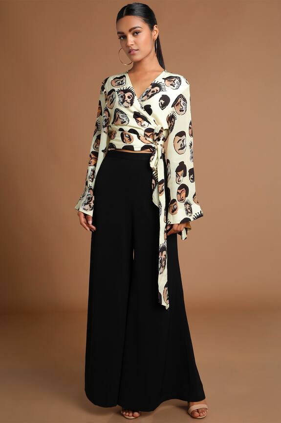 Buy Masaba Black Printed Top Pant Set Online | Aza Fashions