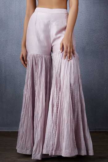 Buy Torani Purple Handwoven Chanderi Sharara Pants Online | Aza Fashions