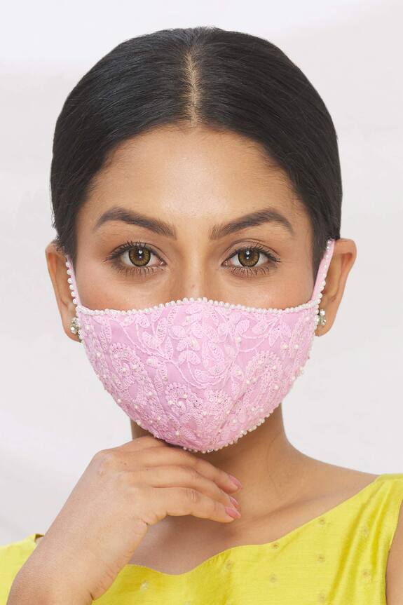 Buy Arpan Vohra Chikankari Embroidered Face Mask (single Pc) Online ...