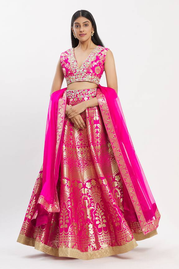 Neha Khullar Pink Banarasi Silk Lehenga Set 1