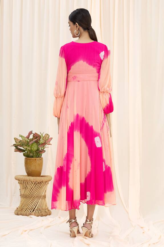 Samyukta Singhania Pink Nylon Chiffon Shibori Midi Dress 2
