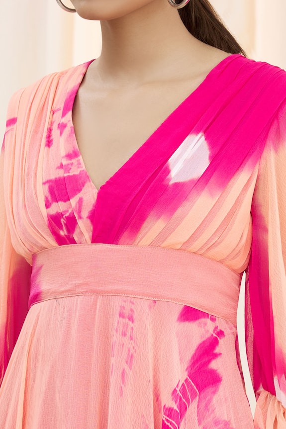 Samyukta Singhania Pink Nylon Chiffon Shibori Midi Dress 6