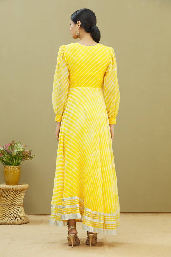 Samyukta Singhania Yellow Kota Doriya Tie-dye Anarkali Gown 2