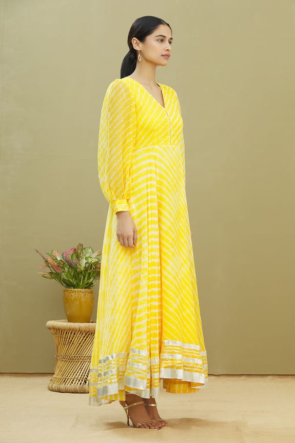 Samyukta Singhania Yellow Kota Doriya Tie-dye Anarkali Gown 3