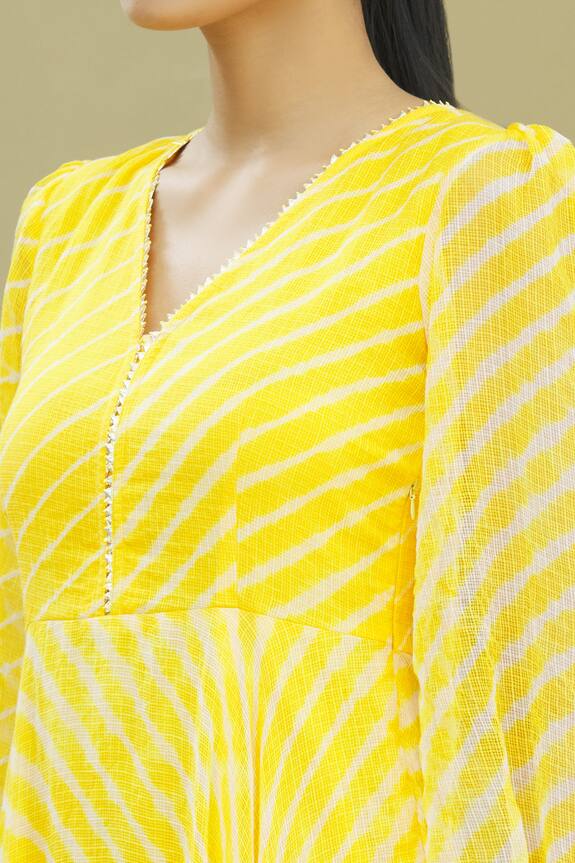 Samyukta Singhania Yellow Kota Doriya Tie-dye Anarkali Gown 6