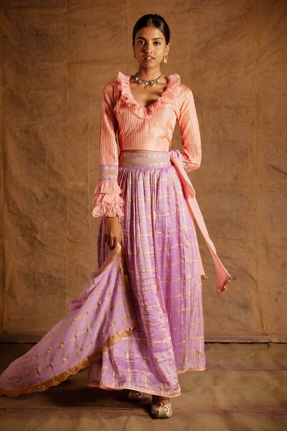 Latha Puttanna Purple Banarasi Silk Lehenga Set 1