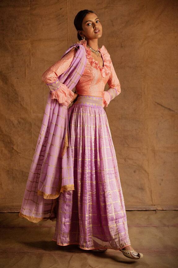 Latha Puttanna Purple Banarasi Silk Lehenga Set 3