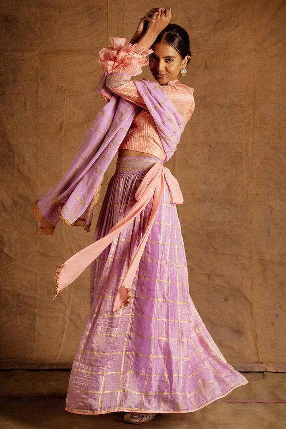 Latha Puttanna Purple Banarasi Silk Lehenga Set 4