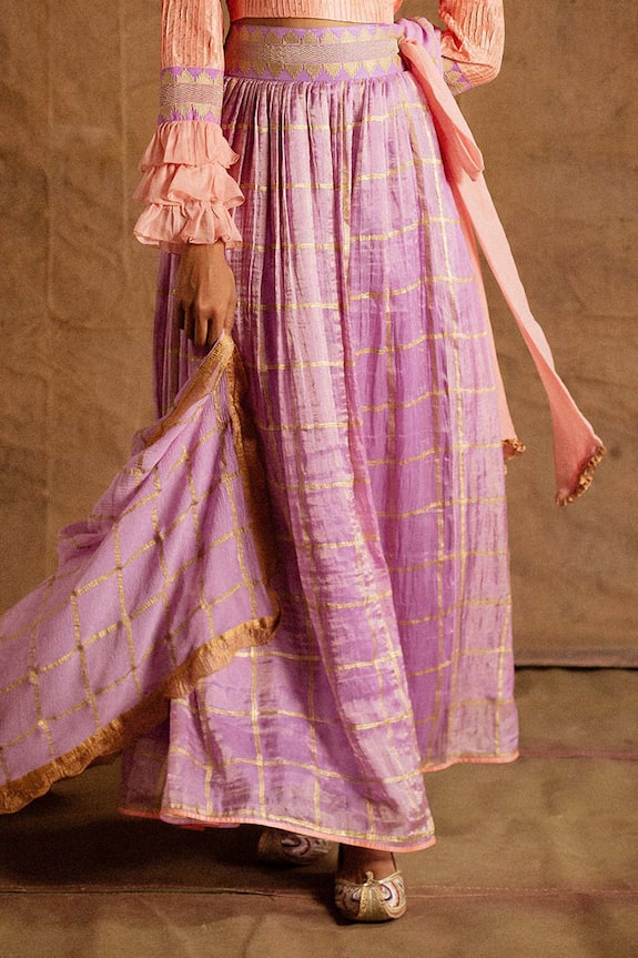 Latha Puttanna Purple Banarasi Silk Lehenga Set 6