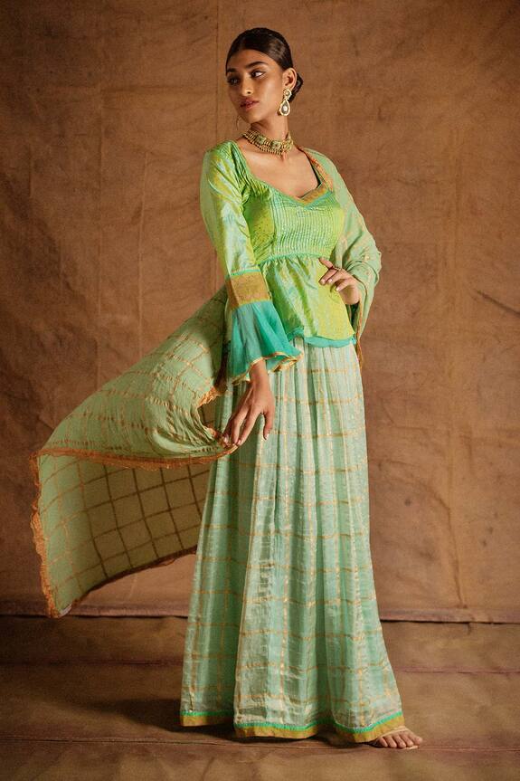 Latha Puttanna Green Banarasi Silk Lehenga Set 1