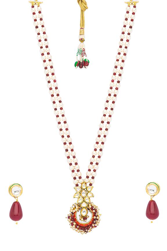 Hrisha Jewels Kundan Polki Long Pendant Necklace Jewellery Set 3