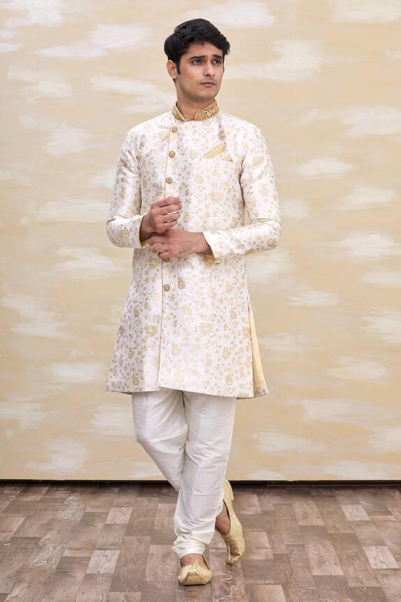 Arihant Rai Sinha White Brocade Embroidered Sherwani With Churidar 1