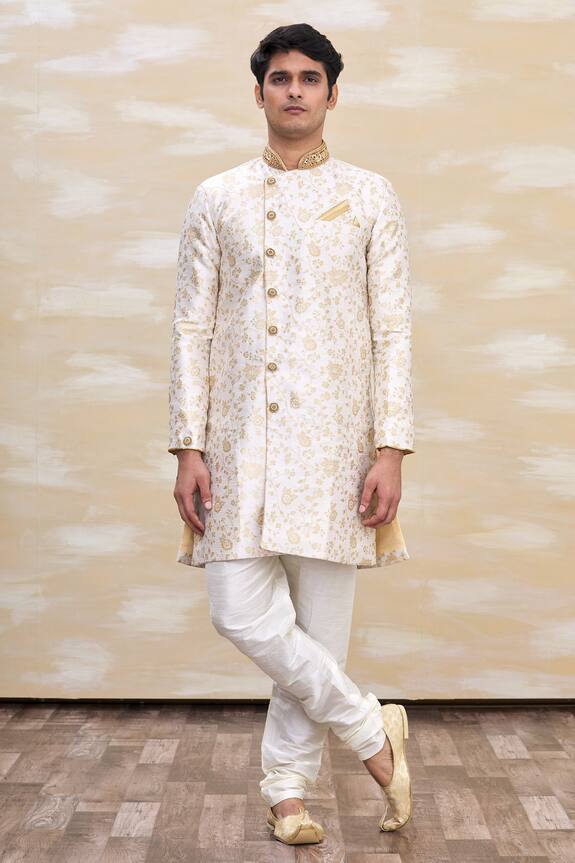 Arihant Rai Sinha White Brocade Embroidered Sherwani With Churidar 4