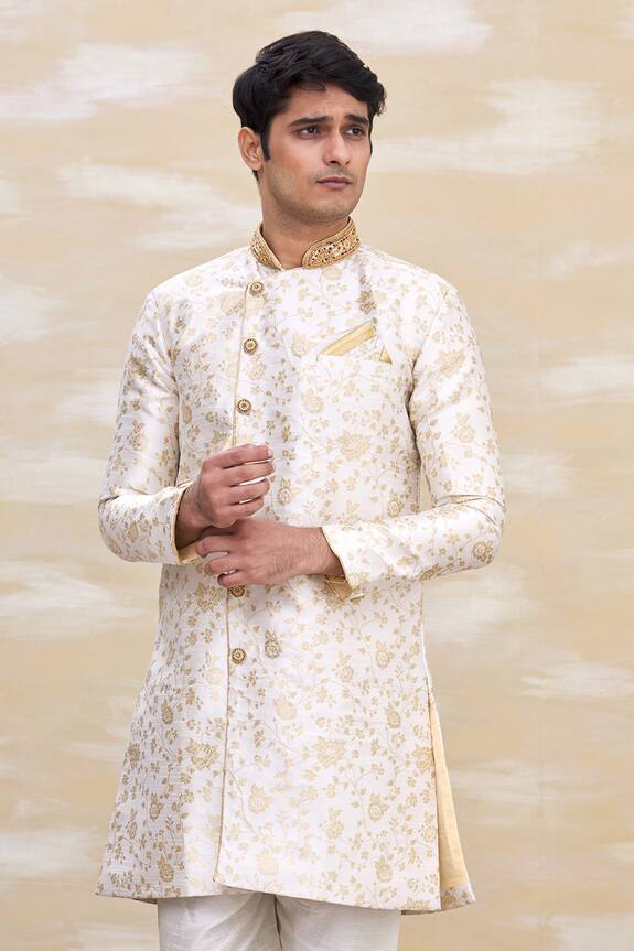 Arihant Rai Sinha White Brocade Embroidered Sherwani With Churidar 5