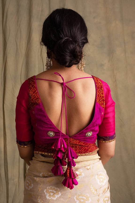Priyanka Raajiv Red Silk Banarasi Saree Blouse 2