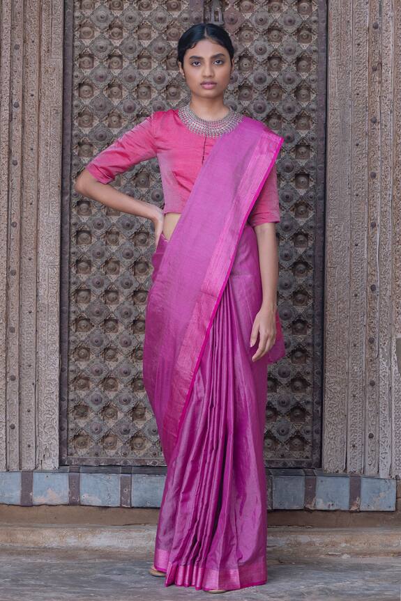 Buy_Anavila_Purple Silk Saree_at_Aza_Fashions
