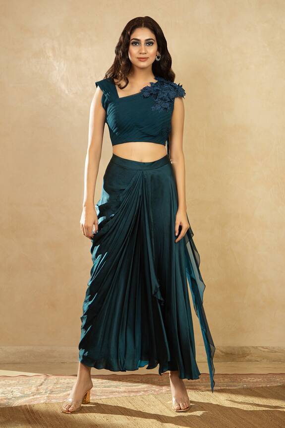 Shikha and Srishti Design Blue Draped Skirt Set 2