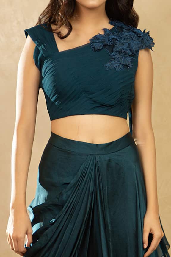 Shikha and Srishti Design Blue Draped Skirt Set 3