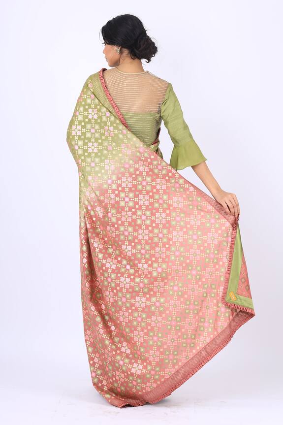 I am Design Green Silk Saree With Blouse 2