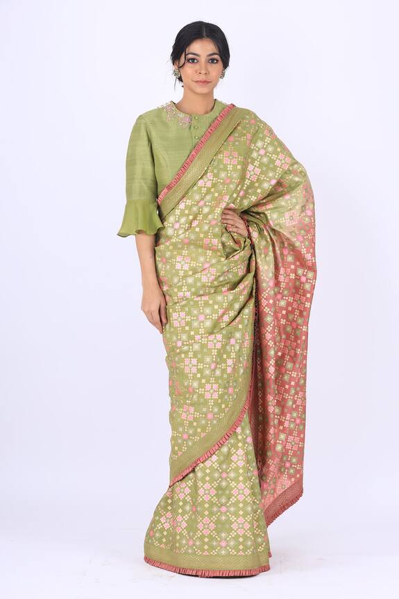 I am Design Green Silk Saree With Blouse 3