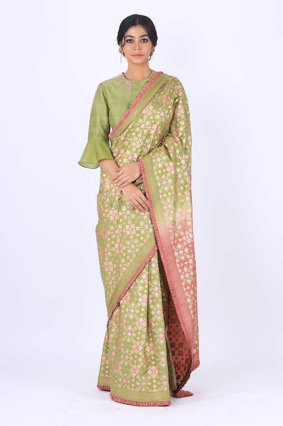 I am Design Green Silk Saree With Blouse 1