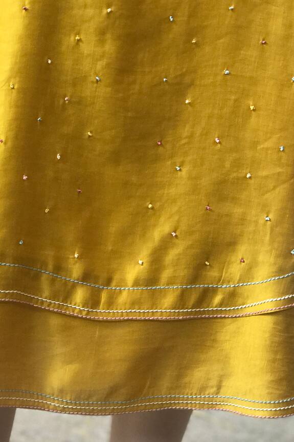 I am Design Yellow Linen Satin Dress 5