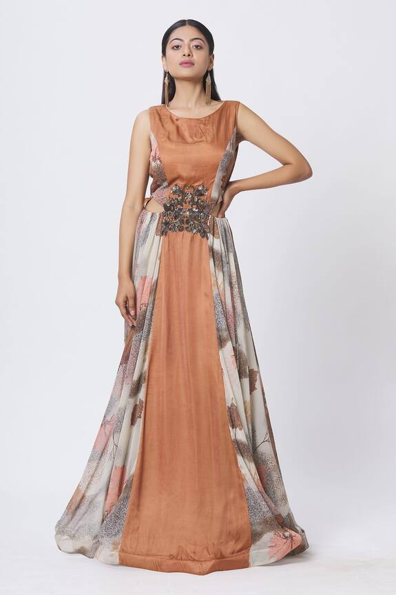 Buy Ajiesh Oberoi Brown Gown Online Aza Fashions