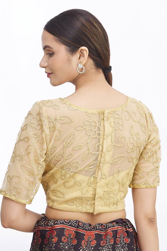 Nazaakat by Samara Singh Gold Net Floral Embroidered Blouse 2