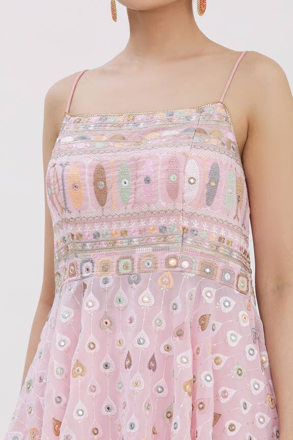 Nazaakat by Samara Singh Pink Georgette Embroidered Peplum Tunic Gharara Set 5