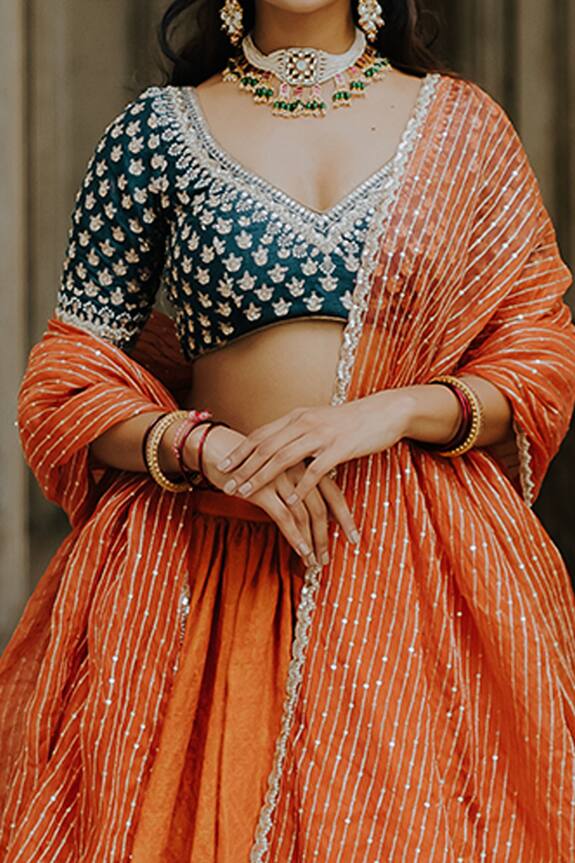Anjana Bohra Orange Banarasi Lehenga Set 6