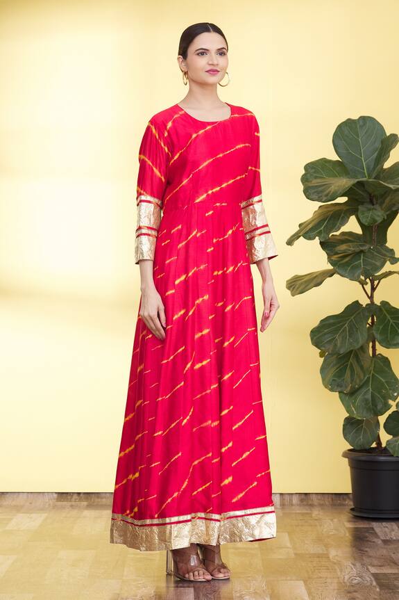 Pinki Sinha Pink Chanderi Silk Embroidered Anarkali Kurta With Dupatta 3