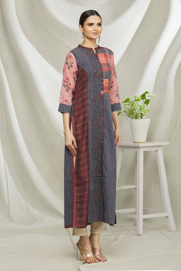 Samyukta Singhania Grey Art Silk Printed Long Tunic 3
