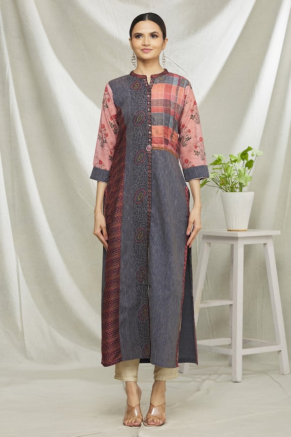 Samyukta Singhania Grey Art Silk Printed Long Tunic 5