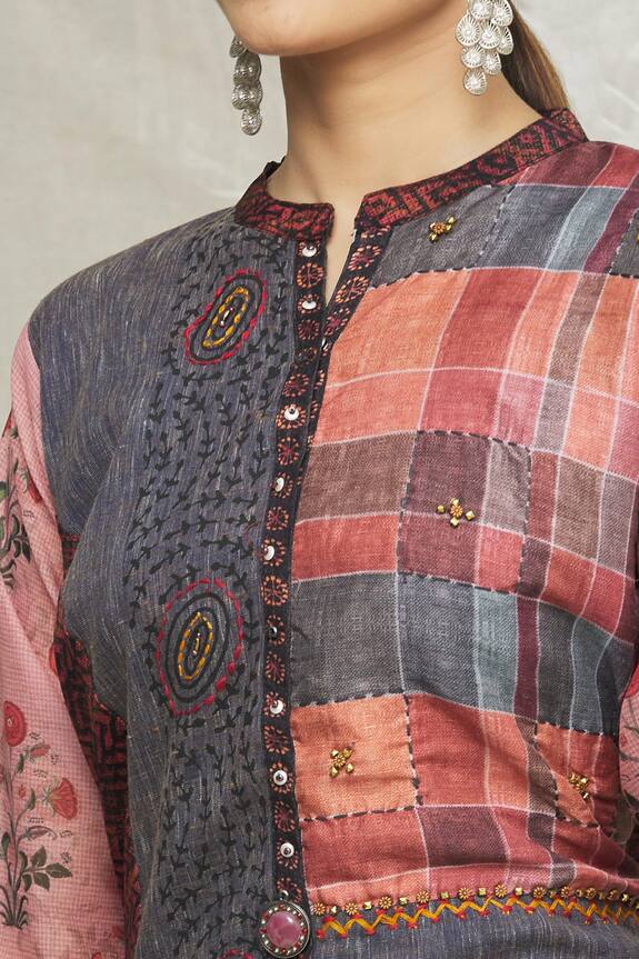 Samyukta Singhania Grey Art Silk Printed Long Tunic 6