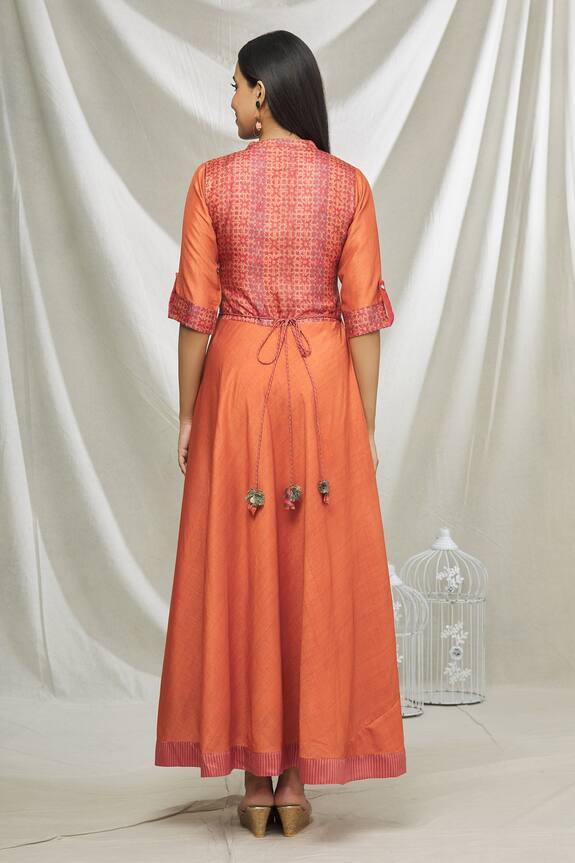 Samyukta Singhania Orange Art Silk Overlap Tunic 2