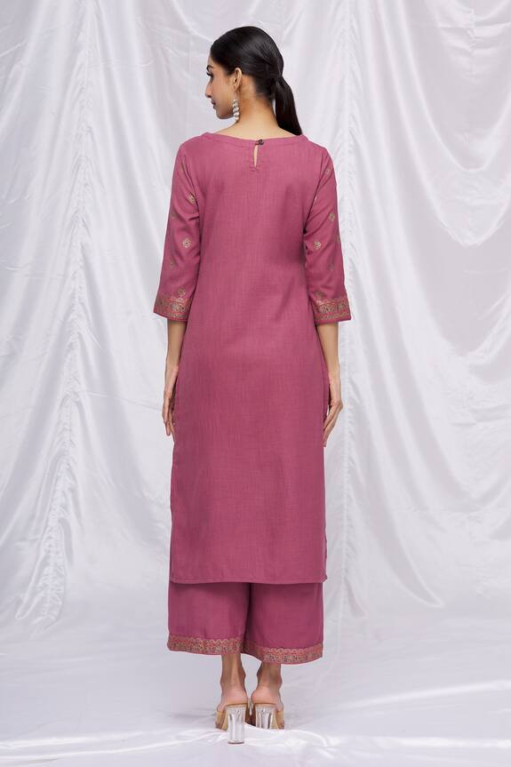 Aryavir Malhotra Purple Cotton Blend Floral Print Kurta Set 2