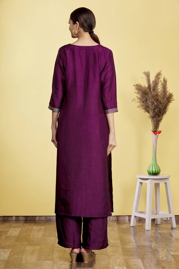 Aryavir Malhotra Purple Polyester Notched Neck Kurta Set 2