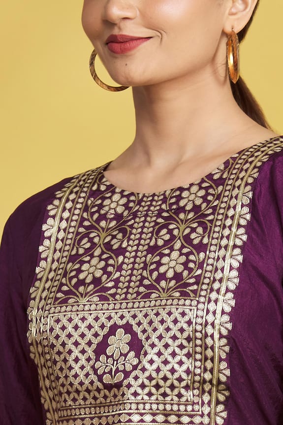 Aryavir Malhotra Purple Polyester Round Neck Kurta Set 6