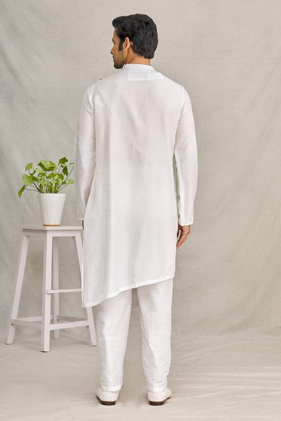 YAJY by Aditya Jain White Silk Cowl Style Kurta 2
