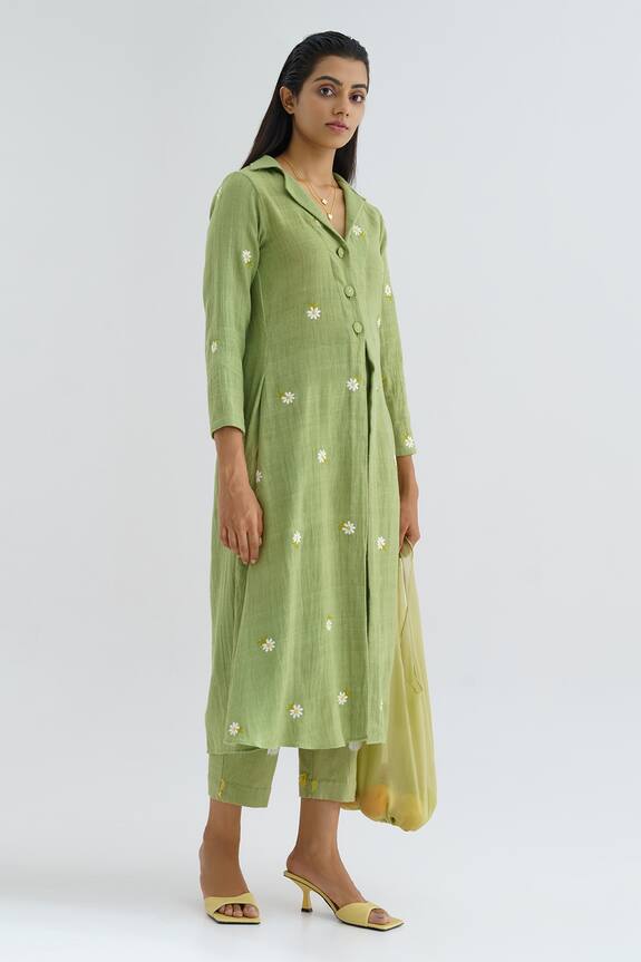 The Right Cut Green Handloom Cotton Kurta And Pant Set 3