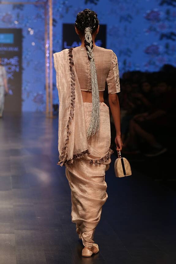 Payal Singhal Grey Velvet Latifa Saree With Embroidered Blouse 2
