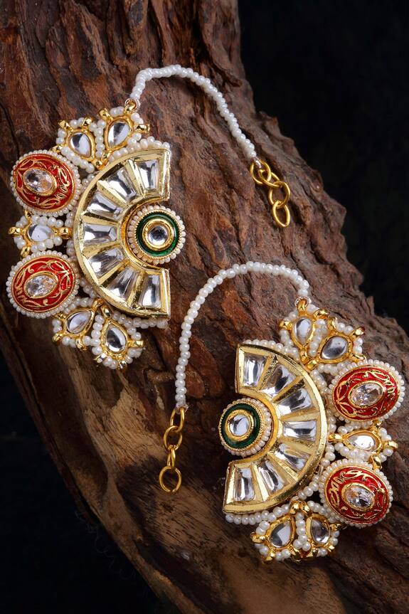 Dugran By Dugristyle Kundan Danglers And Drops With Ear Chain 3