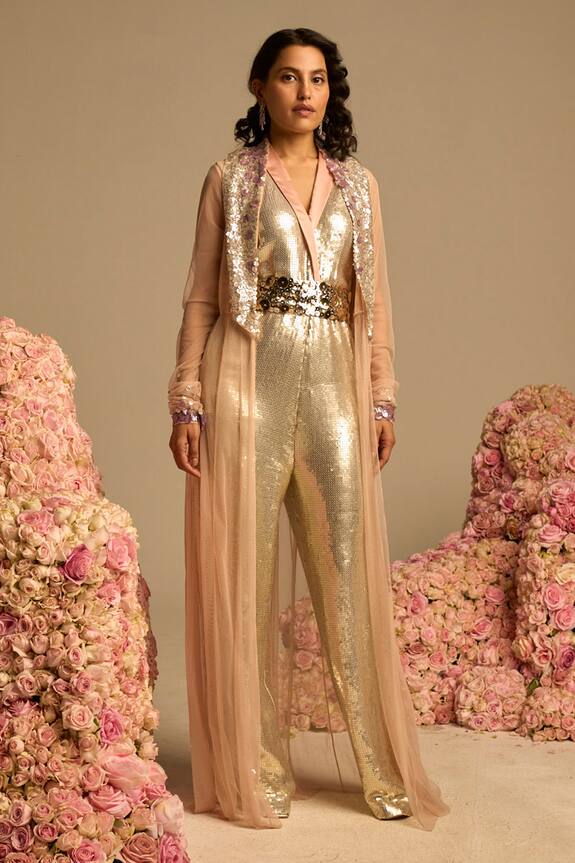 gold embellished jumpsuit