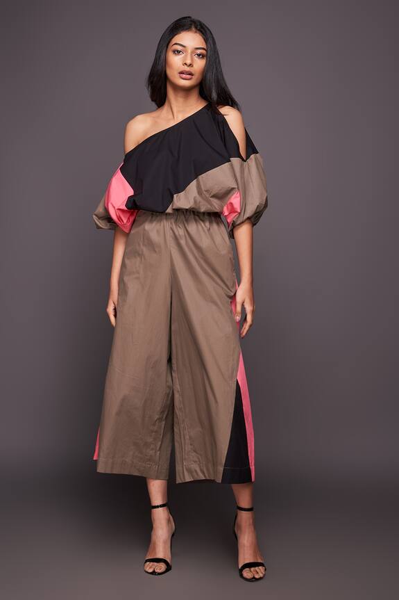 Deepika Arora Multi Color Cotton Colorblock Top And Pant Set 1