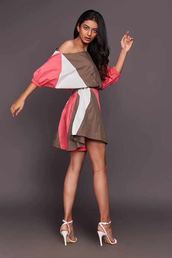 Deepika Arora Multi Color Cotton Colorblock Top And Shorts Set 4