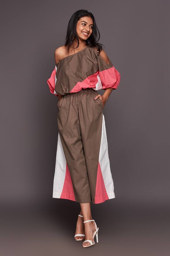 Deepika Arora Multi Color Cotton Colorblock Top And Flared Pant Set 4
