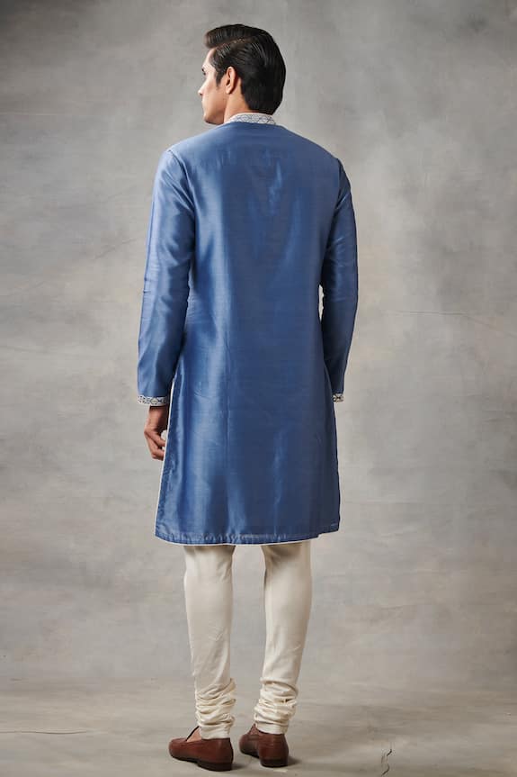Gargee Designers Blue Cotton Silk Chanderi Applique Kurta Set 2