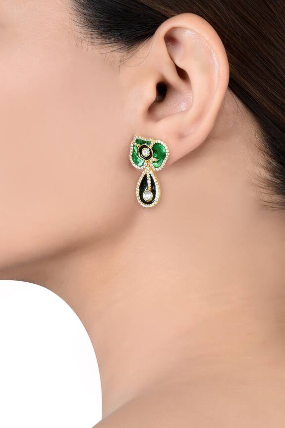 Tribe Amrapali Oceania Enamelled Crystal Danglers And Drops 6